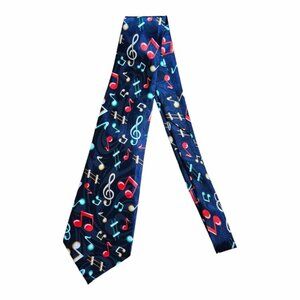 Renaissance Handmade Navy Blue Music Notes Theme Tie